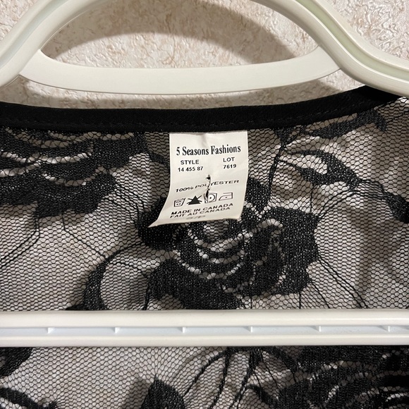 Sheer stretch lace open front cardigan. - Picture 3 of 5